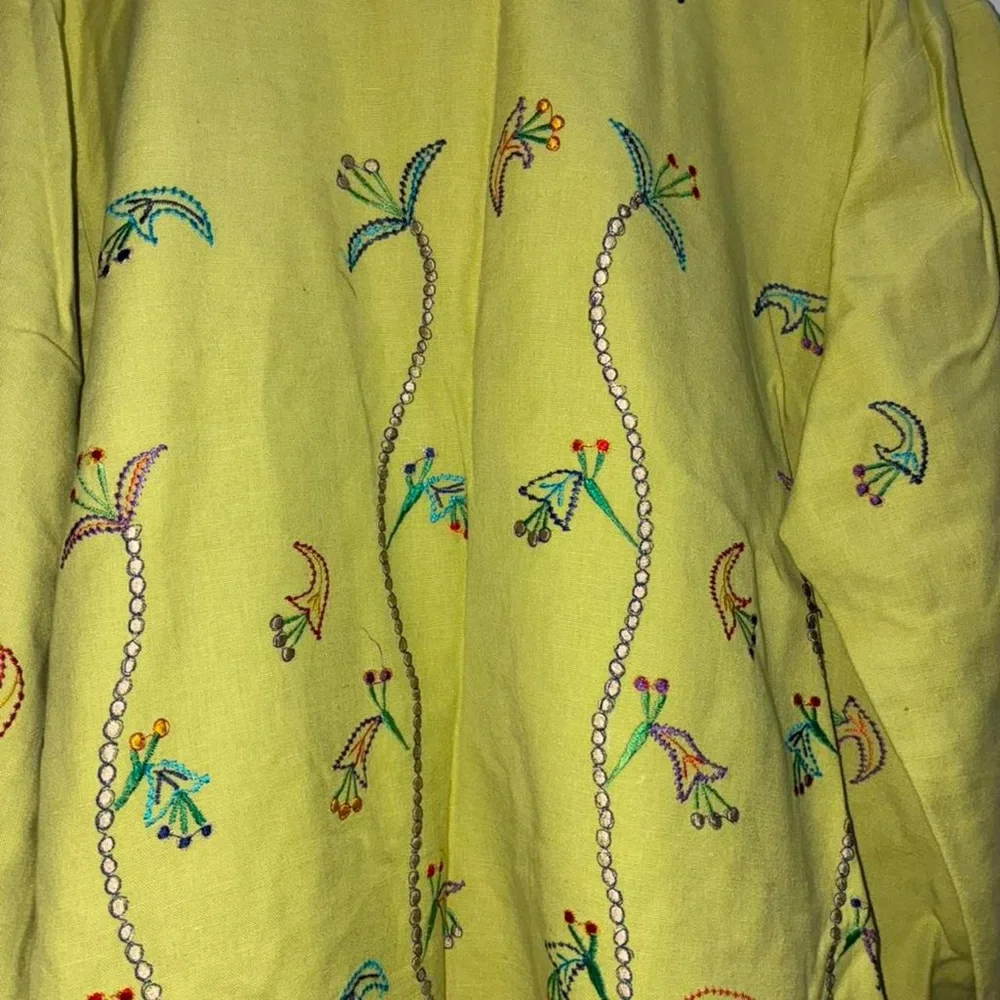 Sari Studio Yellow Embroidered Button-Front Shirt Jacket
